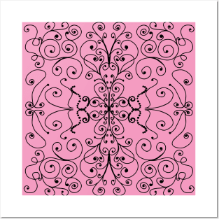 Pink Swirls and Dots Doodle Graphic Design Posters and Art